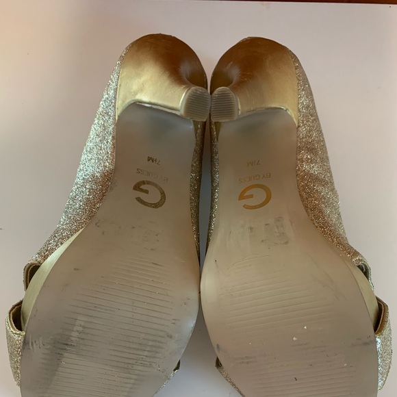 G by Guess Gold Glitter Platform Stiletto Shoes - Picture 9 of 9